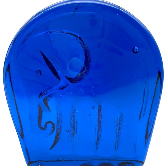 Pair of vintage Blenko cobalt blue glass elephant bookends - Picture 9 of 11